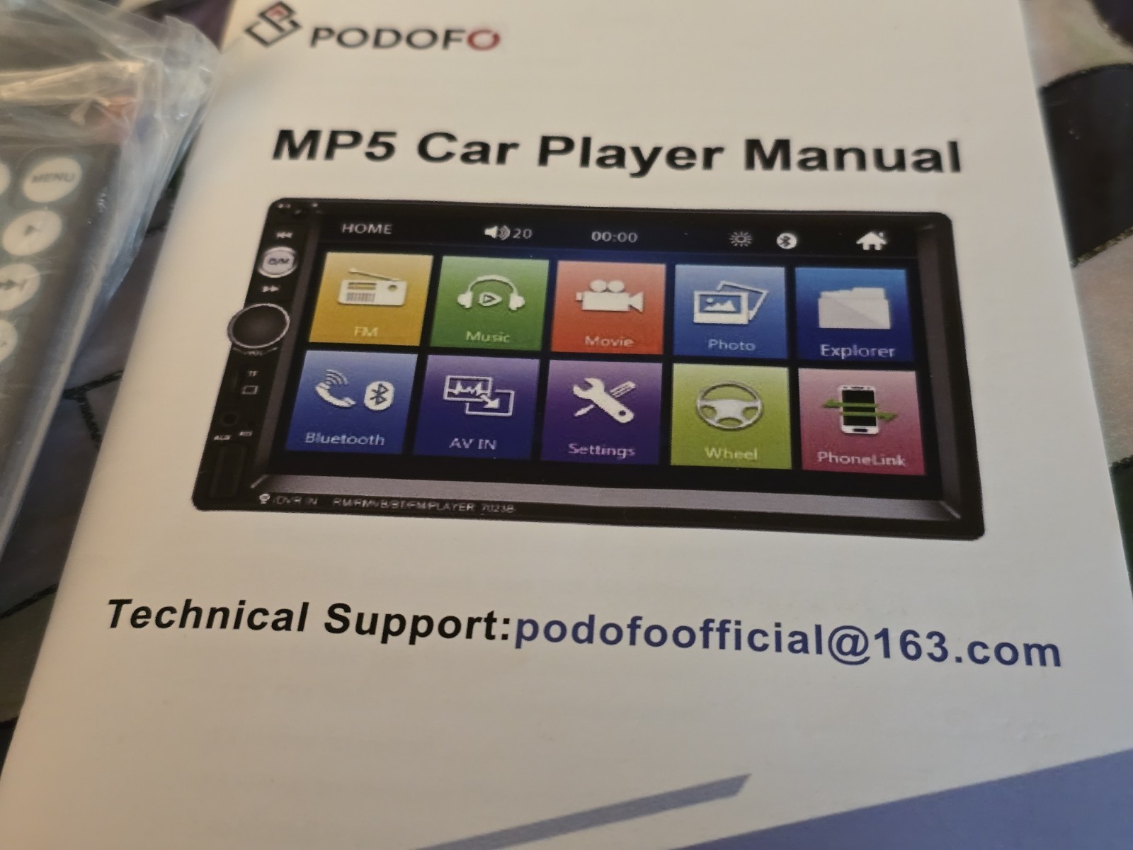 Driving Wisely PODOFO PODN2042 MP5 Car Player Bluetooth Remote Camera Phonelink