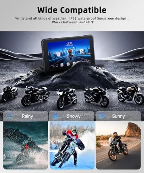 Motorcycle Carplay GPS Navigation System, Wireless Carplay Android Auto, with