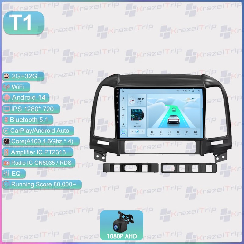 Car Radio 8 Core 64GB for Hyundai Santa Fe 2006-2012 Carplay Audio WIFI GPS BT