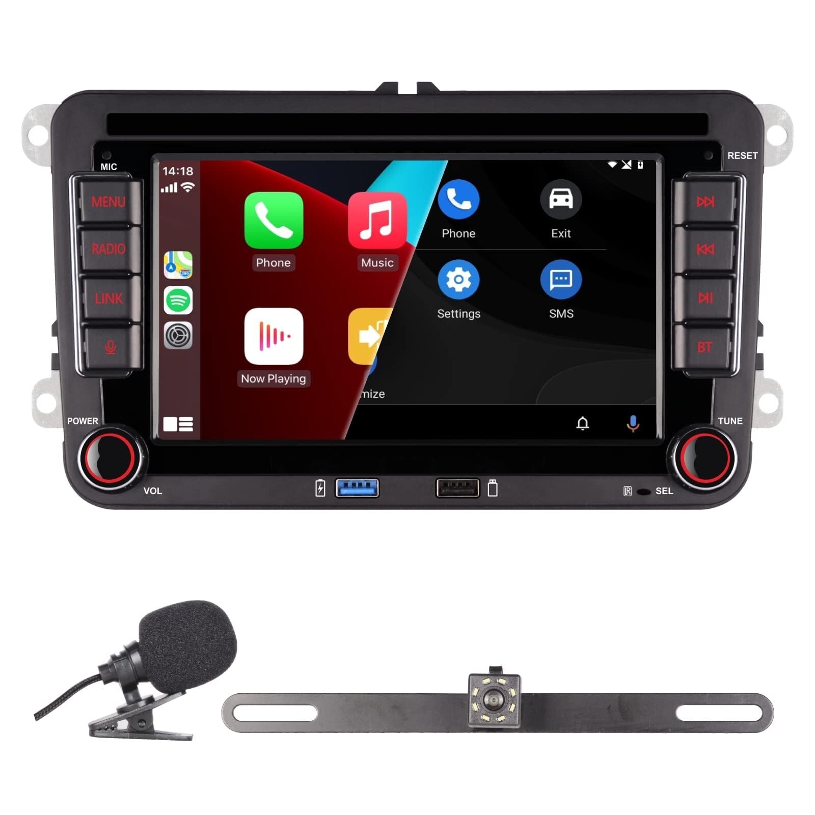 Double din Car Stereo Compatible with Wireless Carplay Android Auto with 7 in…