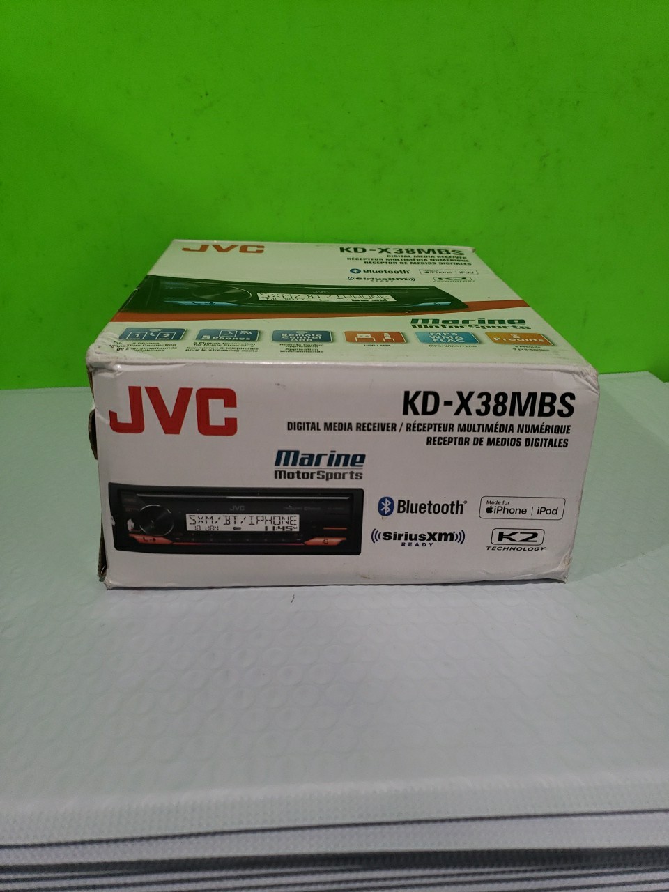 JVC KD-X38MBS Single DIN Marine MotorSport Bluetooth USB AUX LED Stereo Receiver