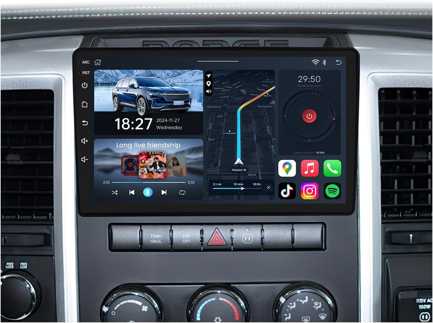 4Core 64G Andriod 13 Car Radio Stereo 10.1″ for Dodge Ram 1500 2500 3500 09-2012
