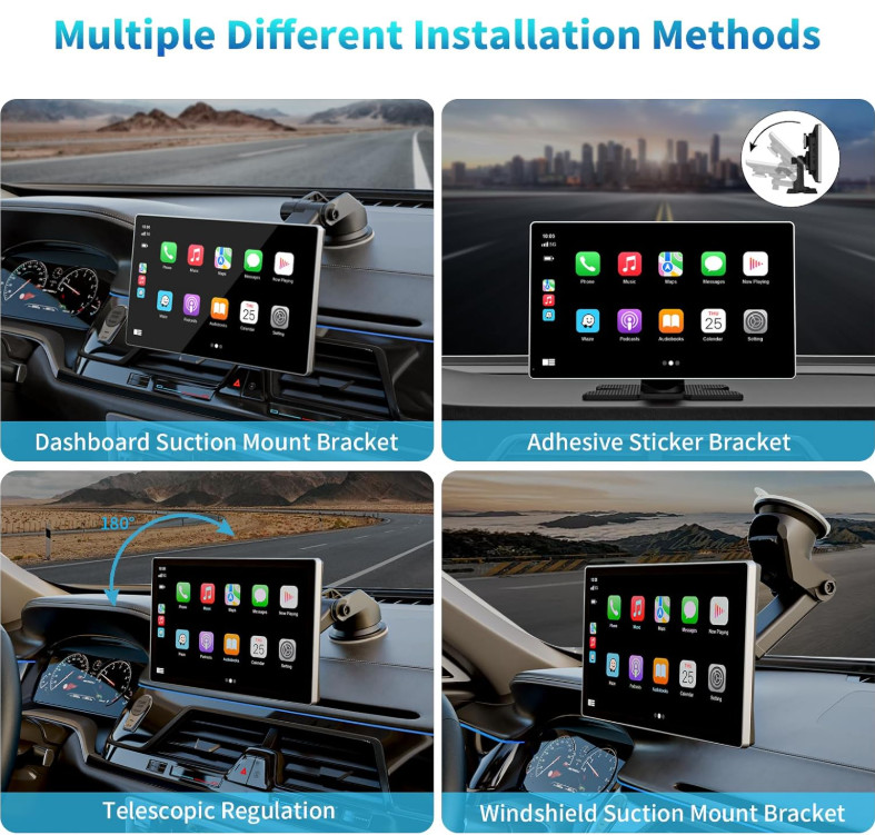 Pantalla CarPlay 9″ con Cámara 4K, Reversa 1080P, GPS y Bluetooth. Nuevo