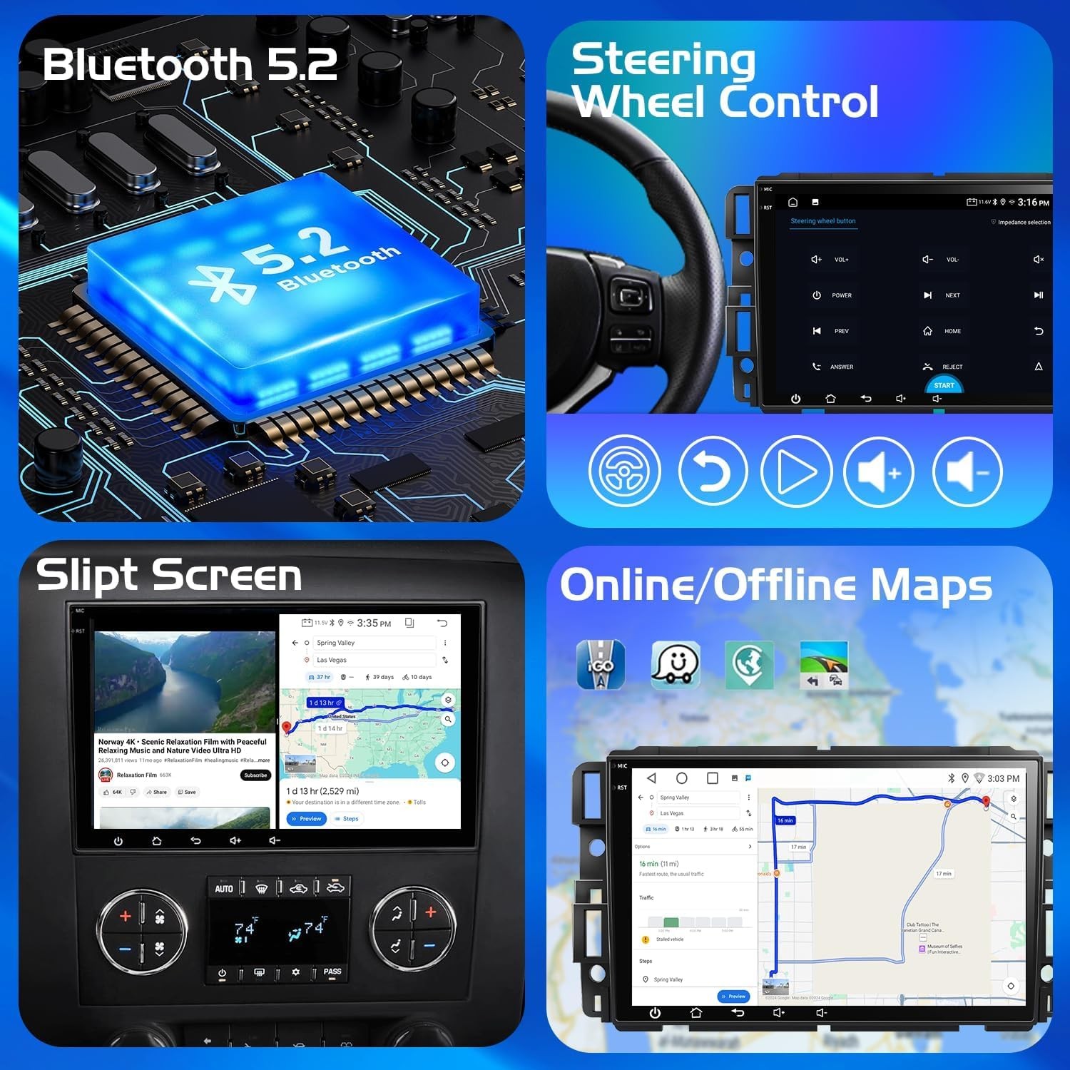 Upgraded Car Radio Stereo for Chevy Silverado/GMC Sierra Yukon/Buick Enclave …