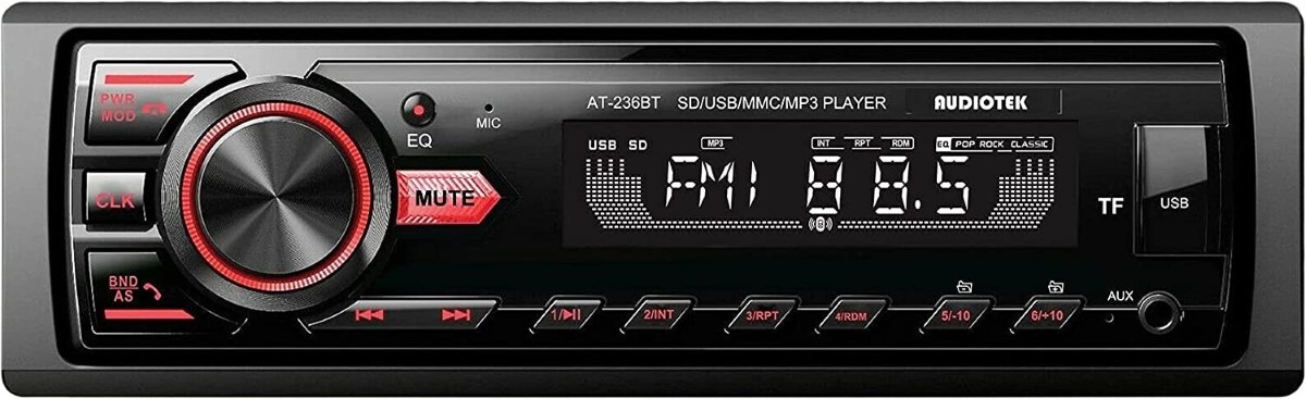 Audiotek AT-236BT Car Stereo Audio FM Aux SD USB MP3 Input Bluetooth (FVS015448)