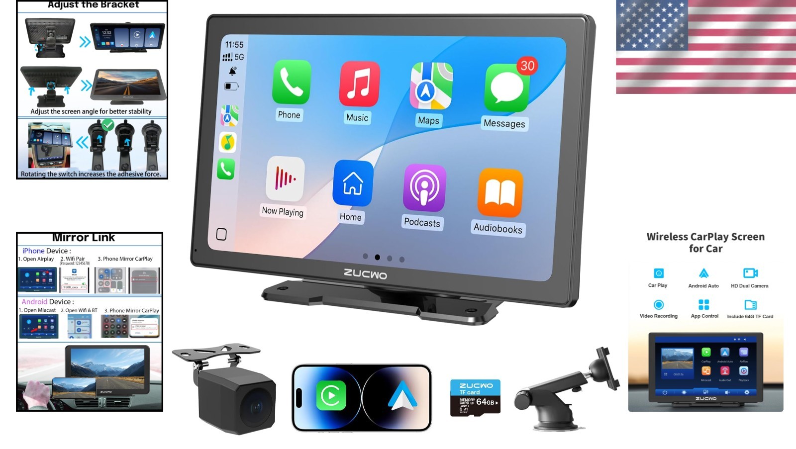 9 Inch Wireless CarPlay Display with Real-Time Navigation & Easy Installation