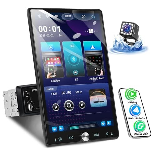 Single Din Car Stereo 10.4 inch Touch Screen 180°Rotate Vertical Screen
