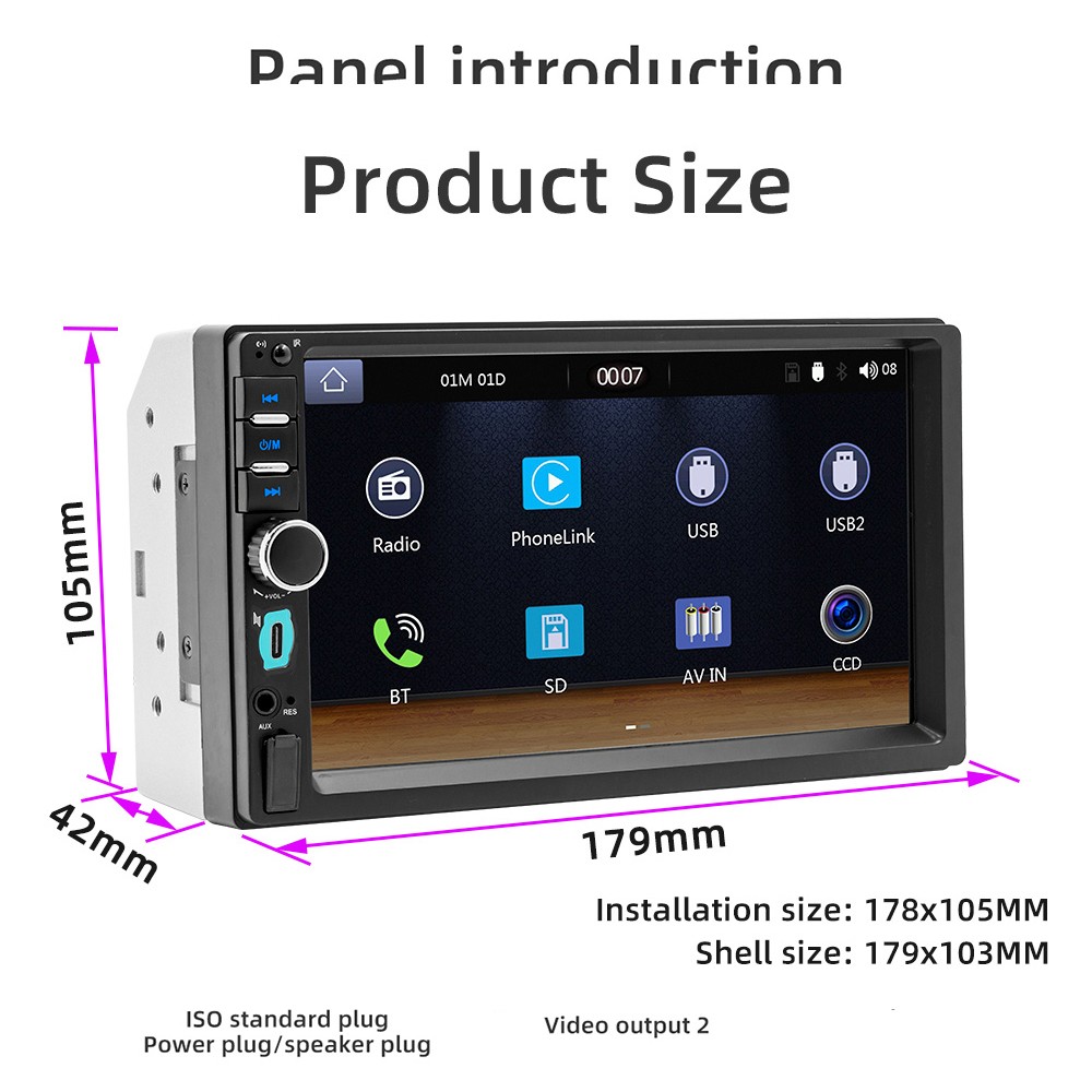 Wired CarPlay F7018C Reversing Image Car MP5 Player with Bluetooth &