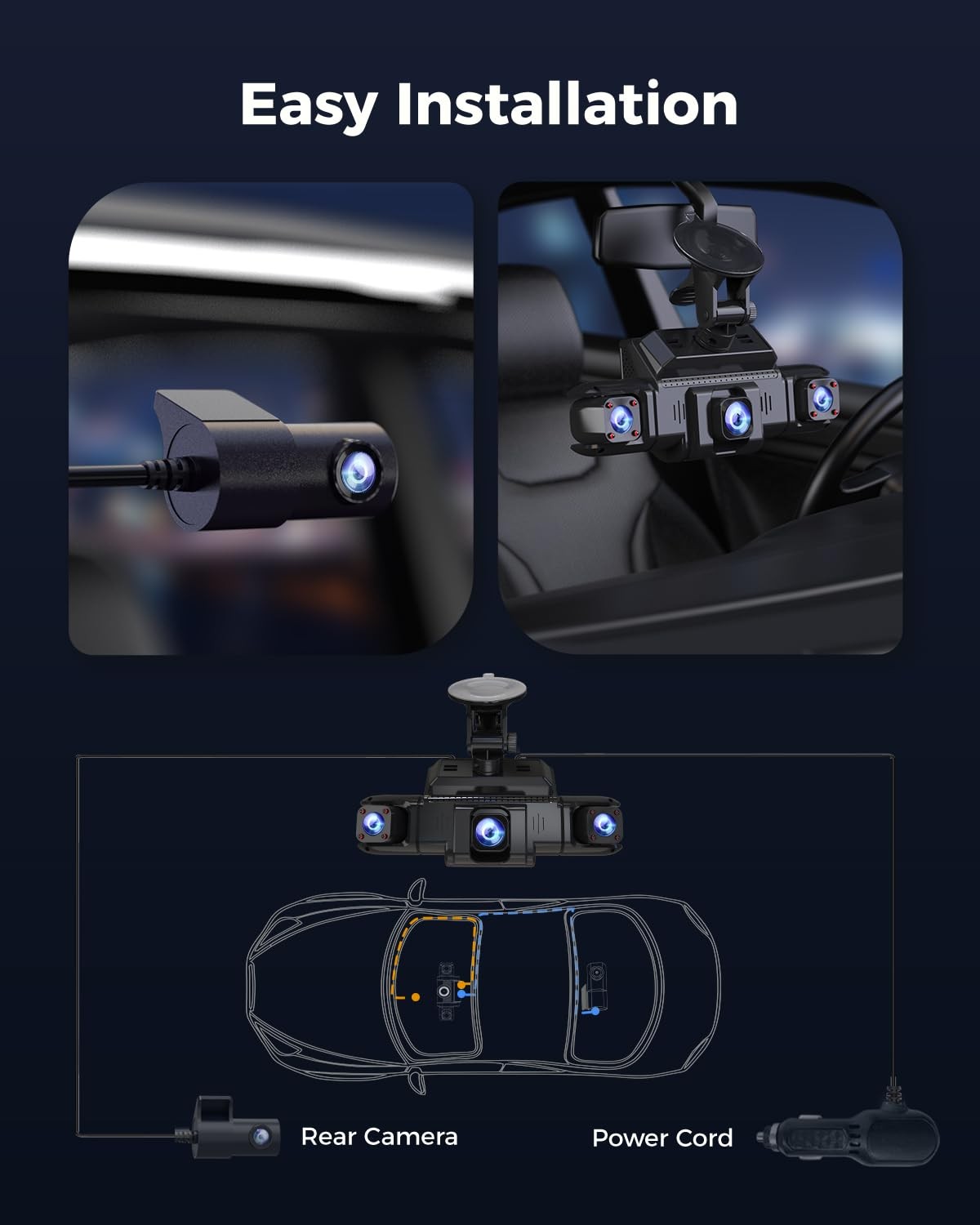 360 View 4 Channel Dash Cam Front and Rear Left Right Inside Camera for Cars, GP