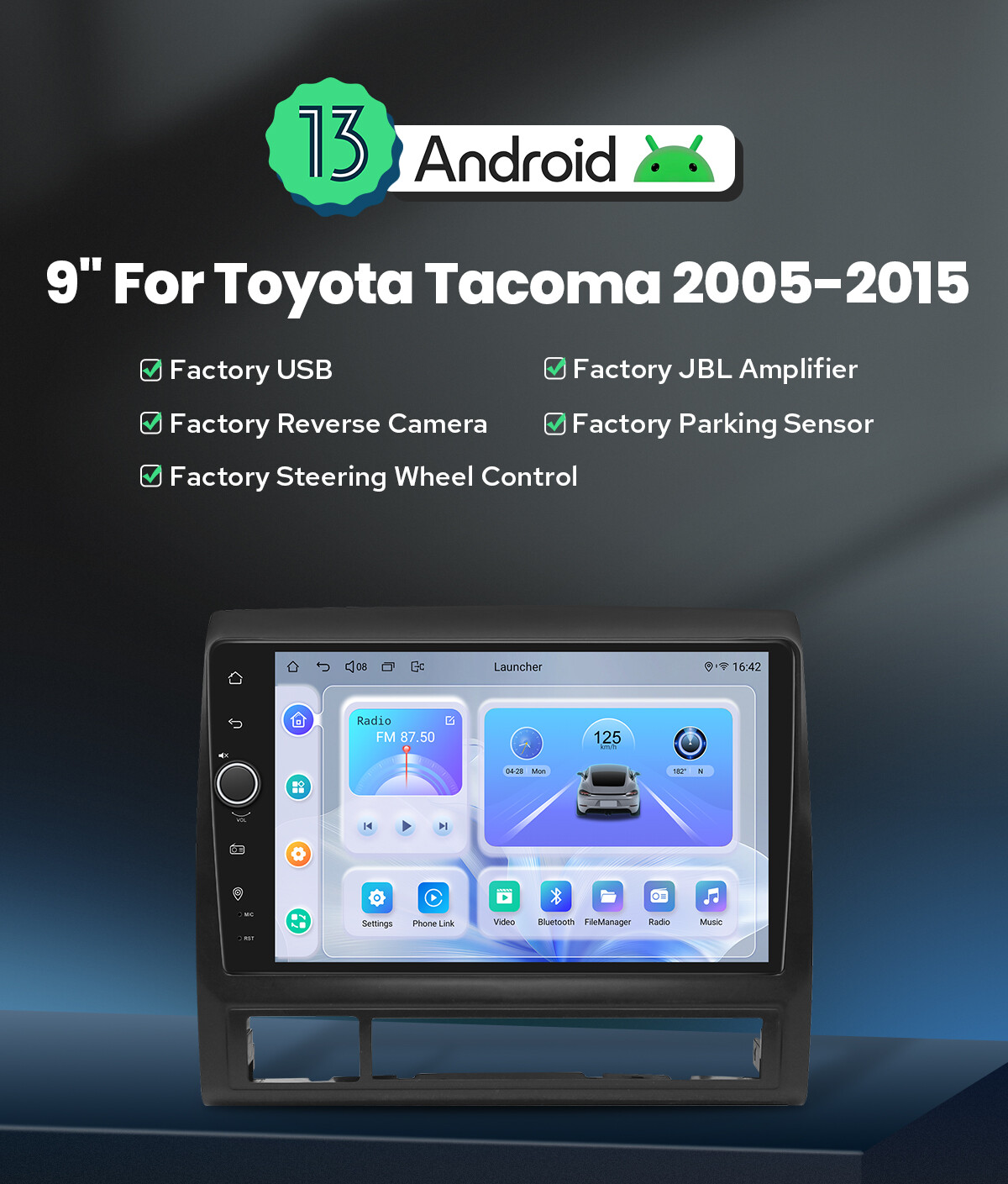 JOYING Newest 9 Inch Android 12 Car Radio Headunit for 2005-2015 Toyota Tacoma