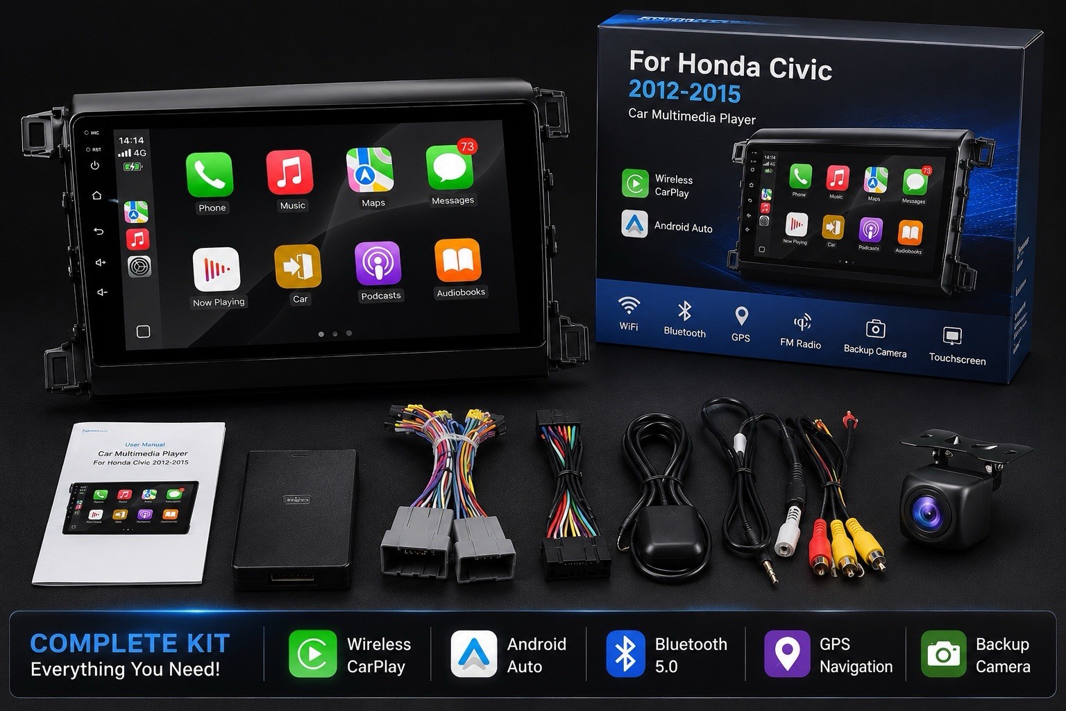Honda Civic 2012–2015 Apple CarPlay & Android Auto Stereo