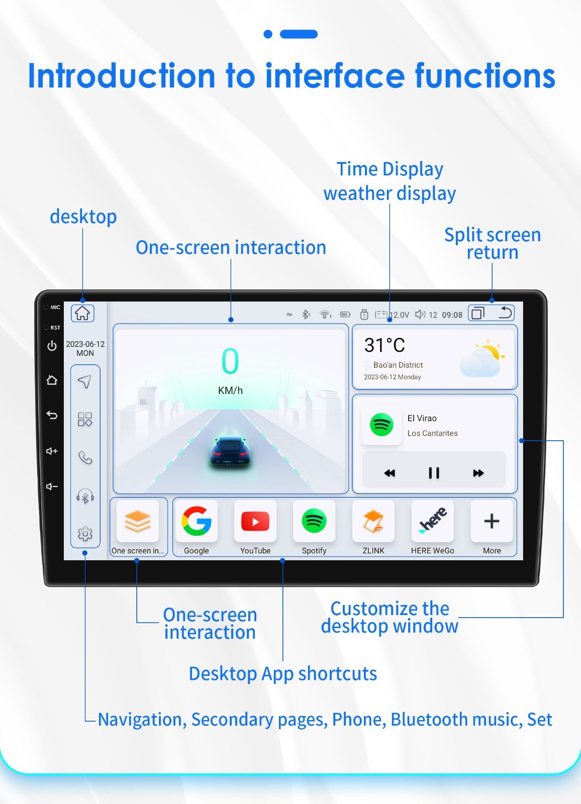 9″ Android14 Car Radio 8+128G CarPlay DSP Touch Screen 360° Camera GPS Stereo BT