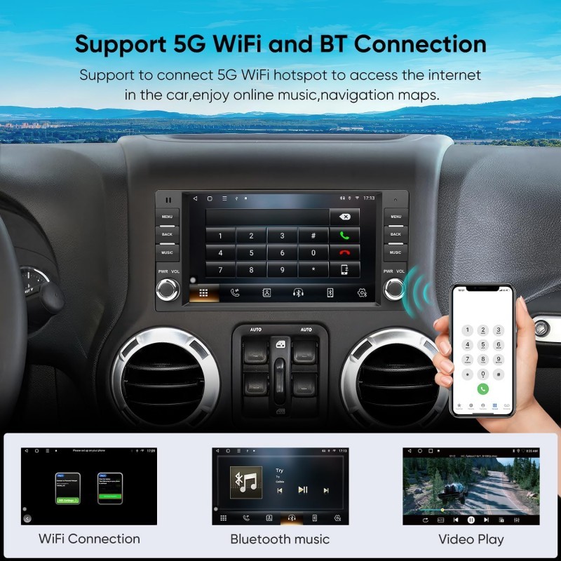 For Jeep Wrangler 2007-2016 7″ Android Apple CarPlay Car Radio Stereo GPS Navi
