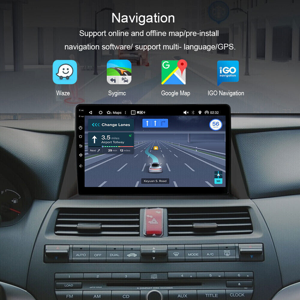 10″ ANDROID 13.0 APPLE CARPLAY CAR STEREO GPS RADIO FOR HONDA ACCORD 8 2008-2013