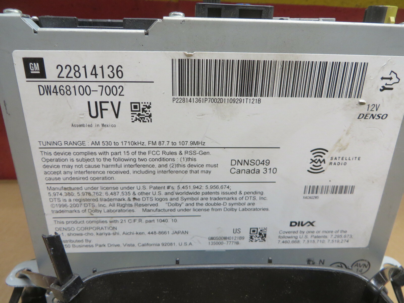 CHEVY VOLT 2012 navigation RADIO AUDIO AM FM CD FACTORY DASH UNIT OEM # 22814136
