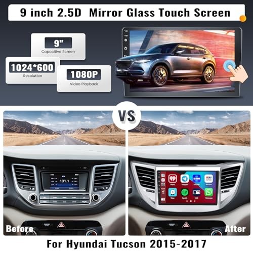 9 Inch Android Car Stereo for Hyundai Tucson 2015-2018 Radio Wireless 2G+64G