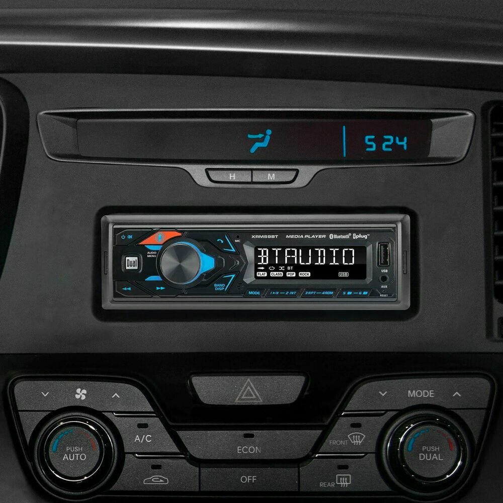Dual XRM59BT In Dash Single DIN Stereo Receiver + 4) JVC 6.5″ 2-Way Speakers