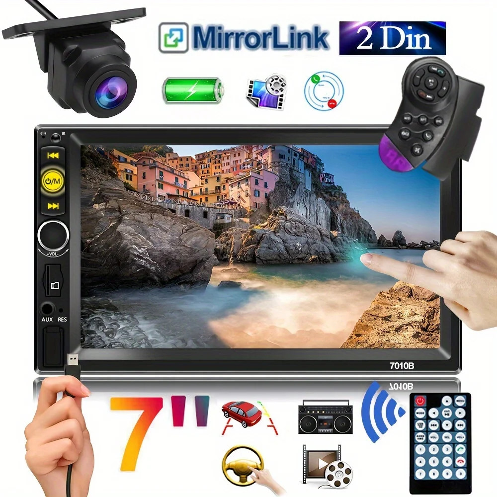 7″ Car MP5 Player with IR Remote Control-HD Stereo Built-in FM Radio, USB&SD