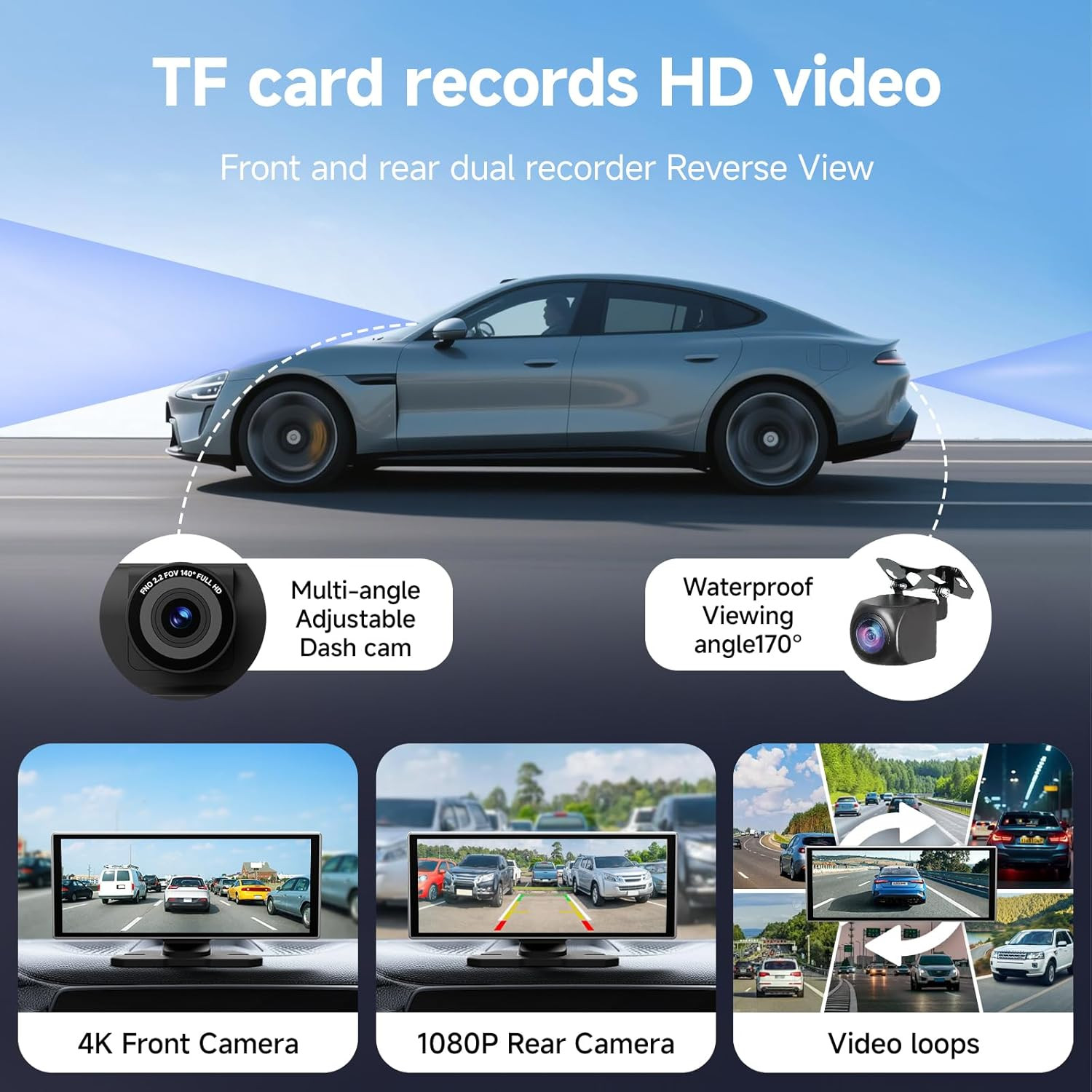 11.26 Inch HD Touchscreen Car Display, Wireless Carplay/Android Auto Screen for