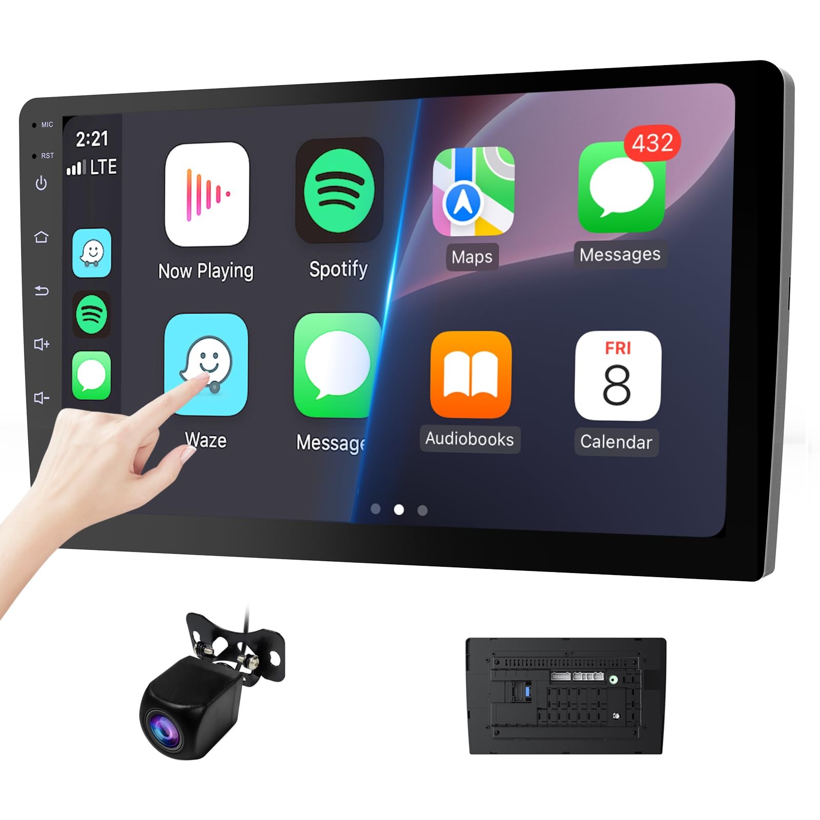 Haudio 10.1″ Double Din Car Stereo, Touchscreen Car Radio with Wireless Apple…