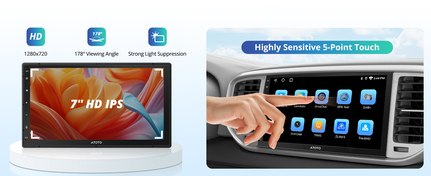 7″ Android Touchscreen Double DIN Car Stereo, Bluetooth, WiFi, DSP, GPS 2GB+32G