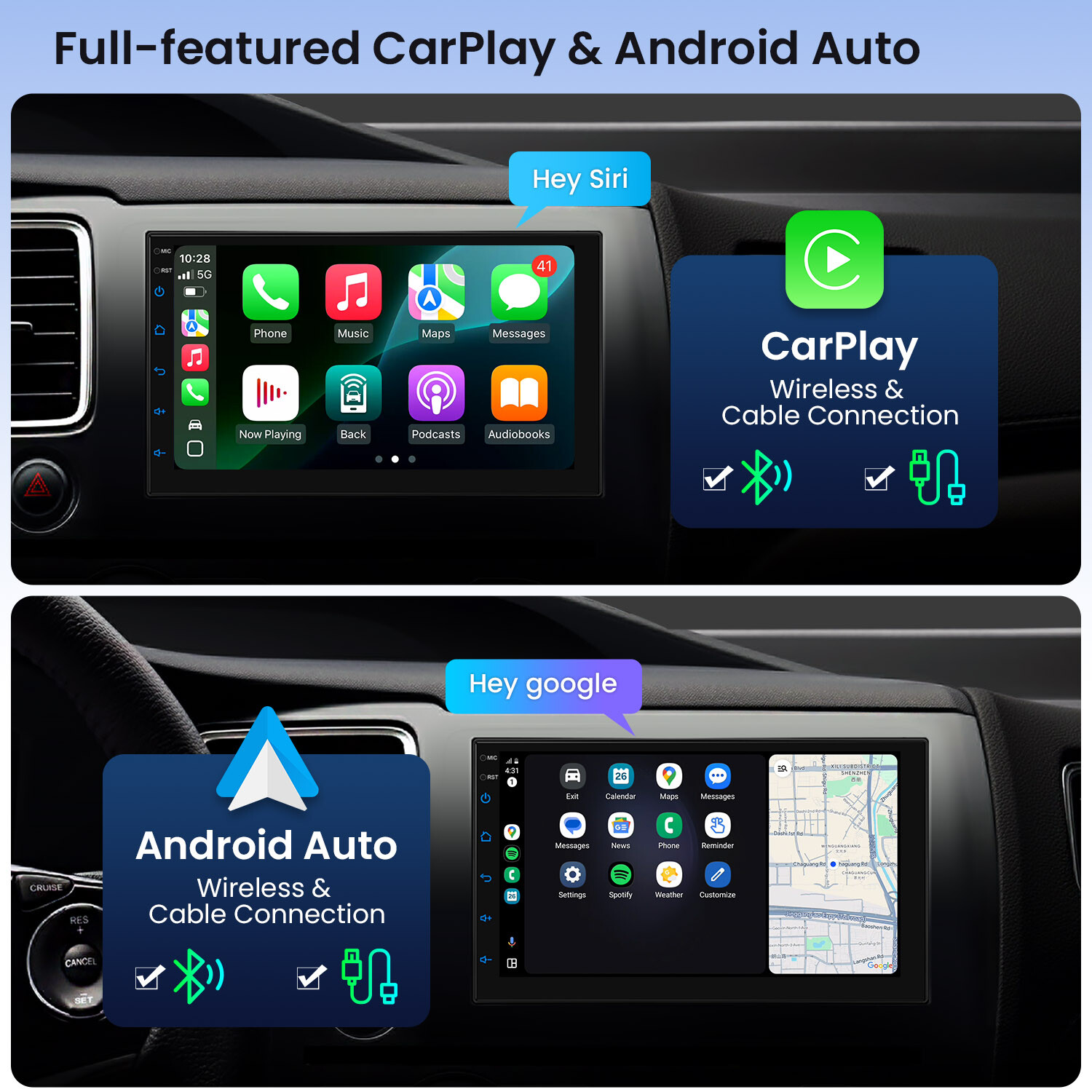 7″ Double 2DIN 4G LTE Octa-Core Car GPS Radio Stereo Sat Navi Android 13