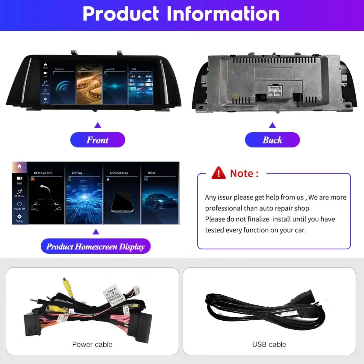 For BMW 5 Series F10/F11 2010-2012 CICCarplay/Android Auto 10.25”
