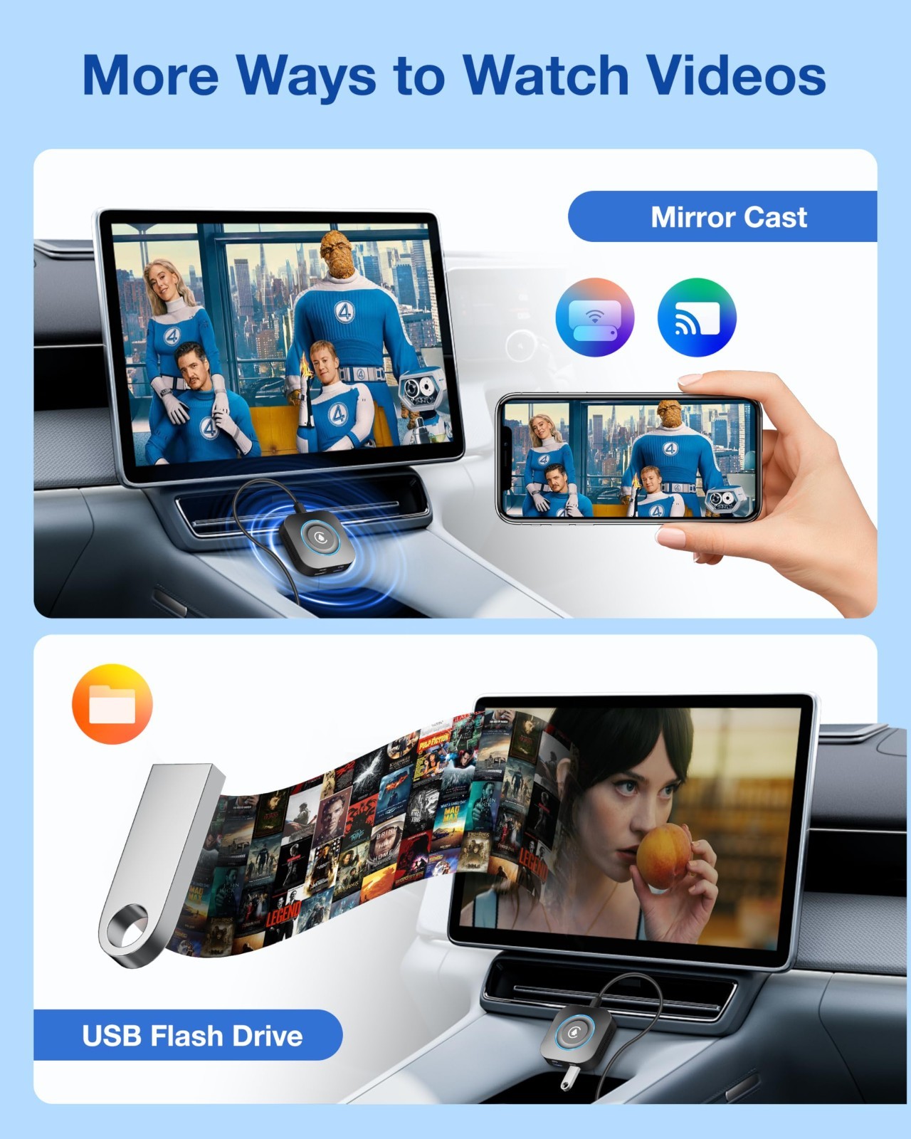 Wireless CarPlay Adapter, AI Box for Android Auto, Streaming Video, USB Media, S