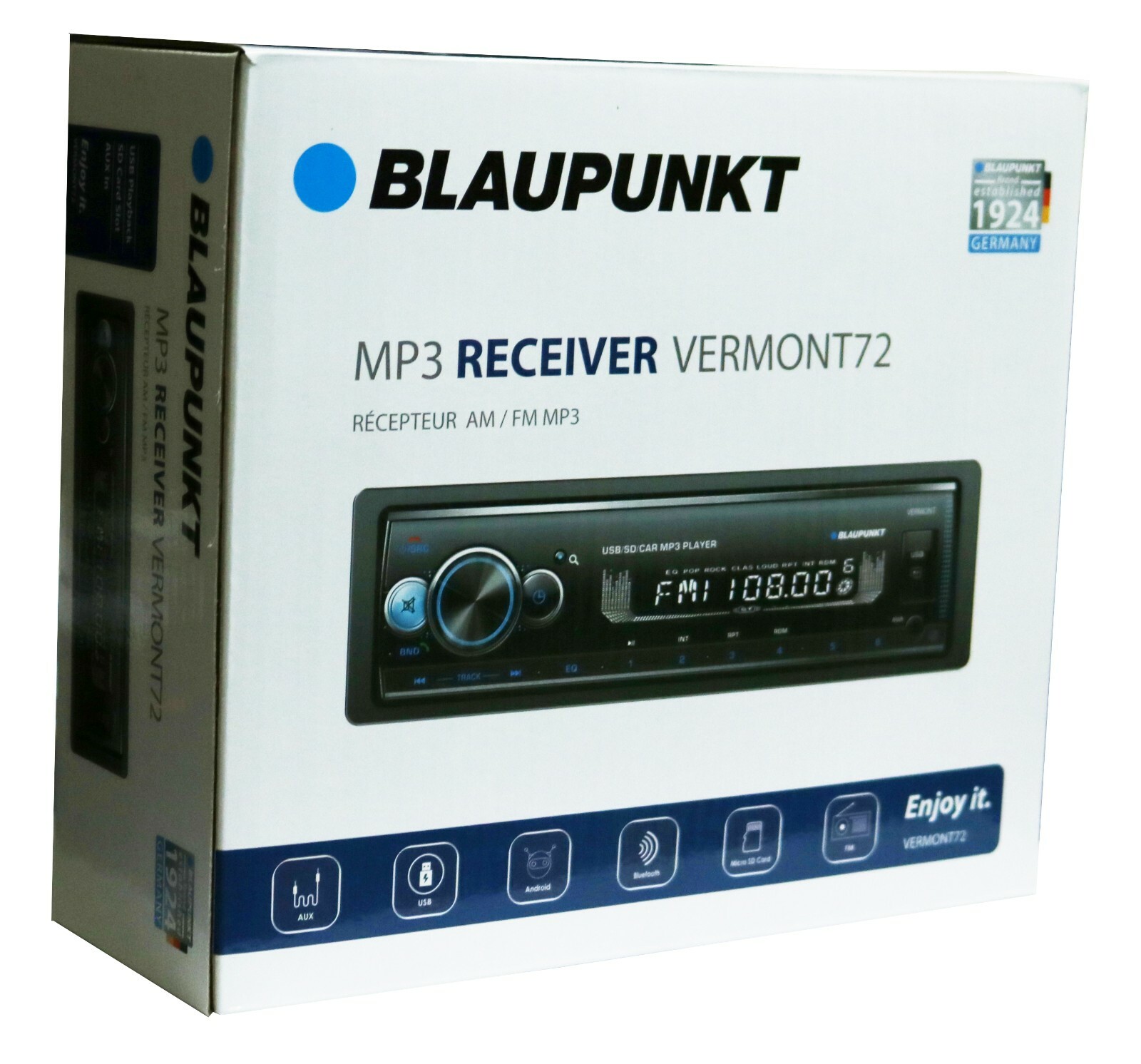 Blaupunkt VERMONT 72 Single Din Mechless Bluetooth Receiver w/ USB/AUX/SD/SD