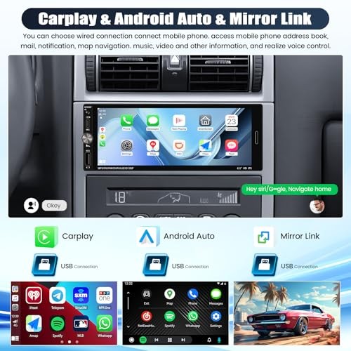 Single Din Touchscreen Car Stereo with Wireless 6.9 Inch with A Button