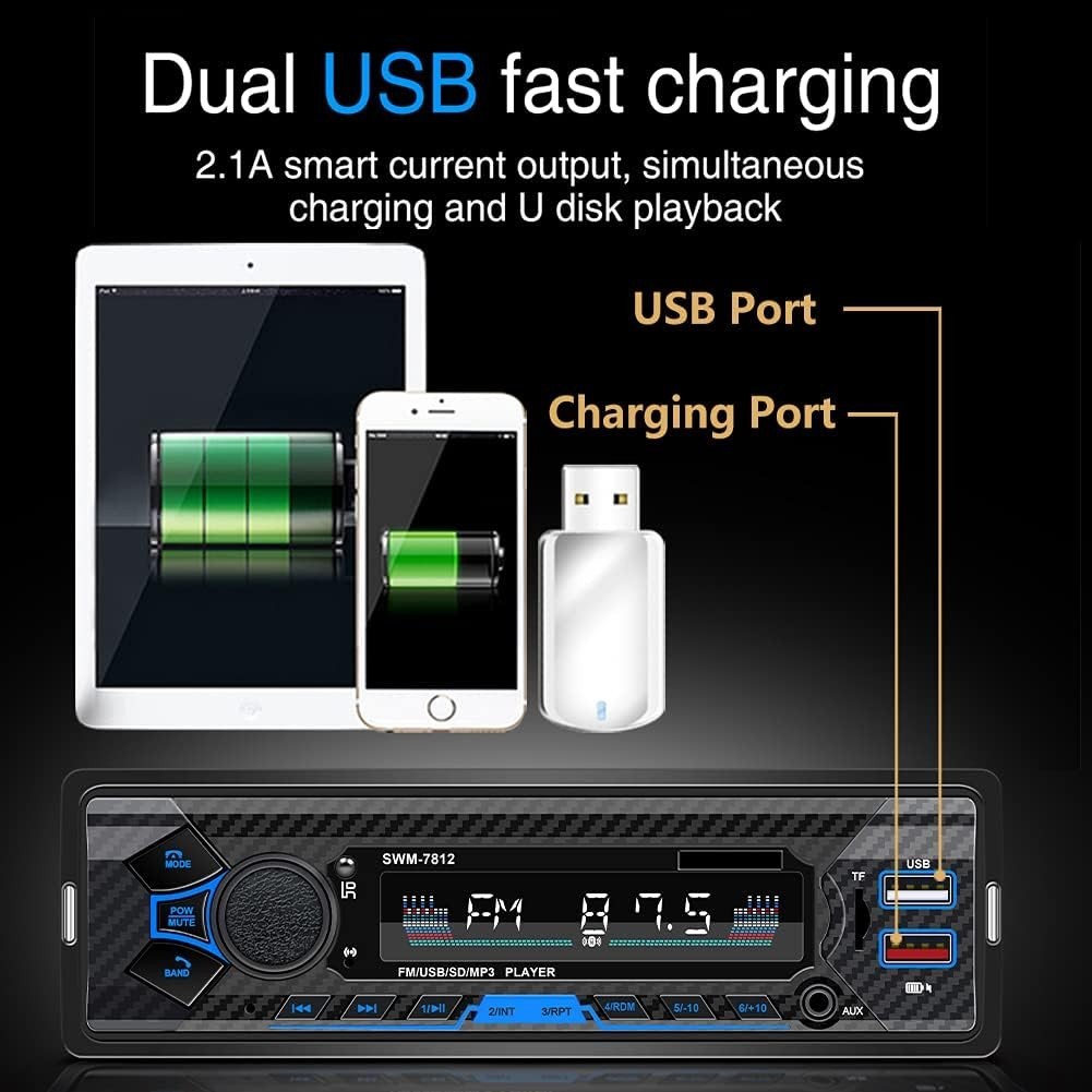 Bluetooth Single din car Stereo System for car, 7 inch Universal car Radio Sy…