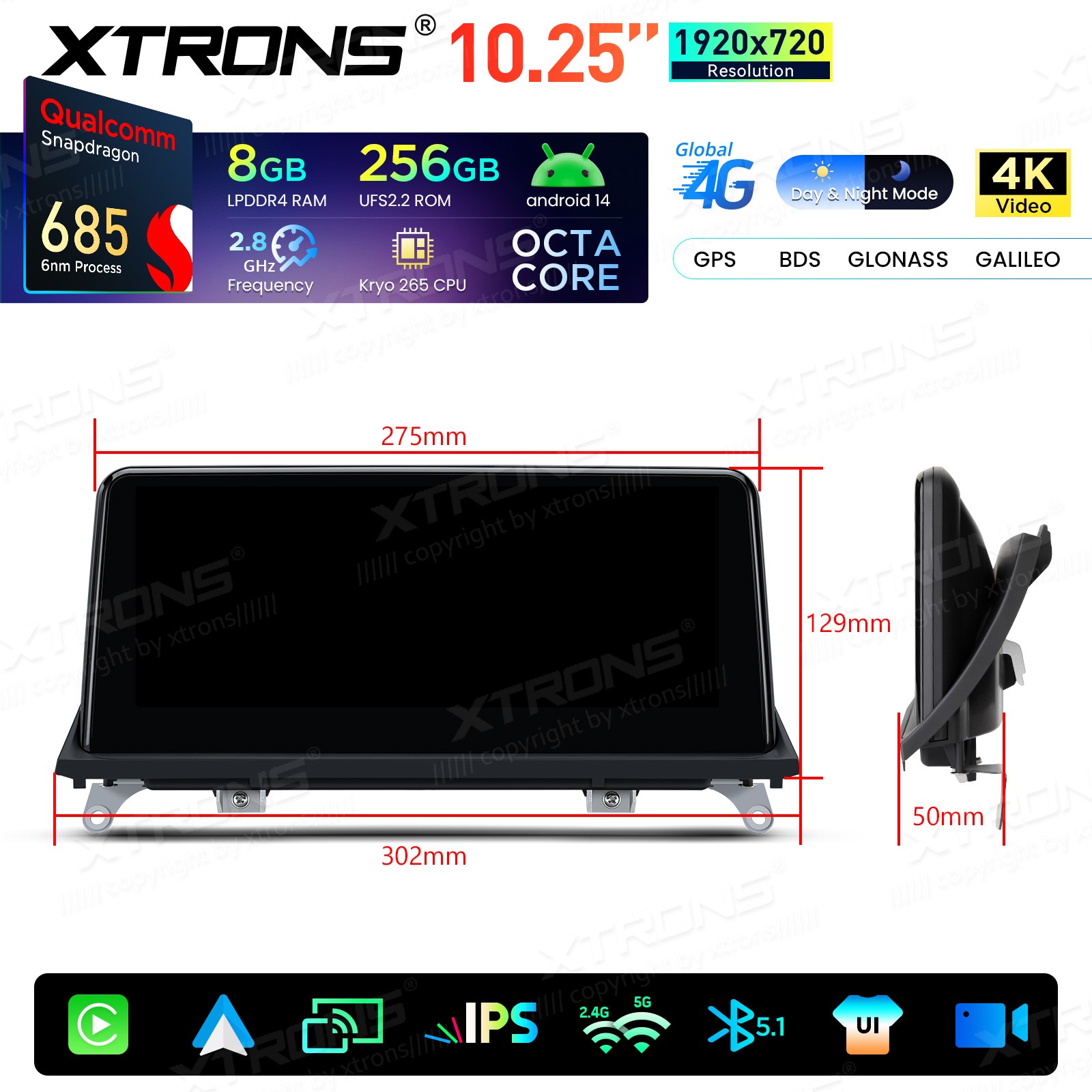 8-Core 8+256G 4G Android 14 Car Screen Retrofit Stereo For BMW X5 X6 E70 E71 CCC