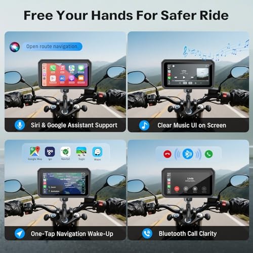 Motorcycle CarPlay Screen with 6.25”+Dual 2K Cam+TPMS+Magnetic Mount+64GB