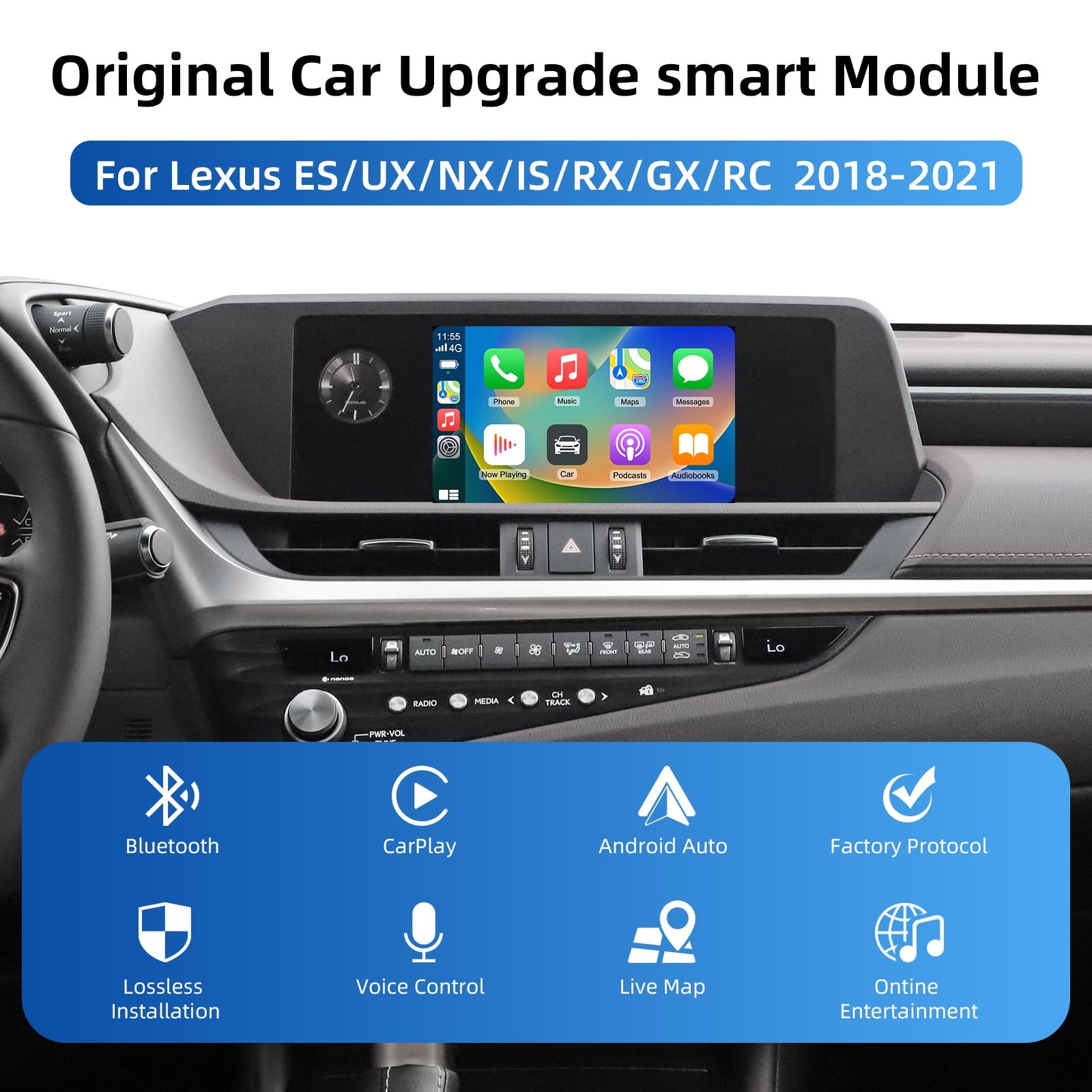 ANYFAR Decoder Adapter Kit for Lexus 2018-2021 | Wireless CarPlay/Android Auto