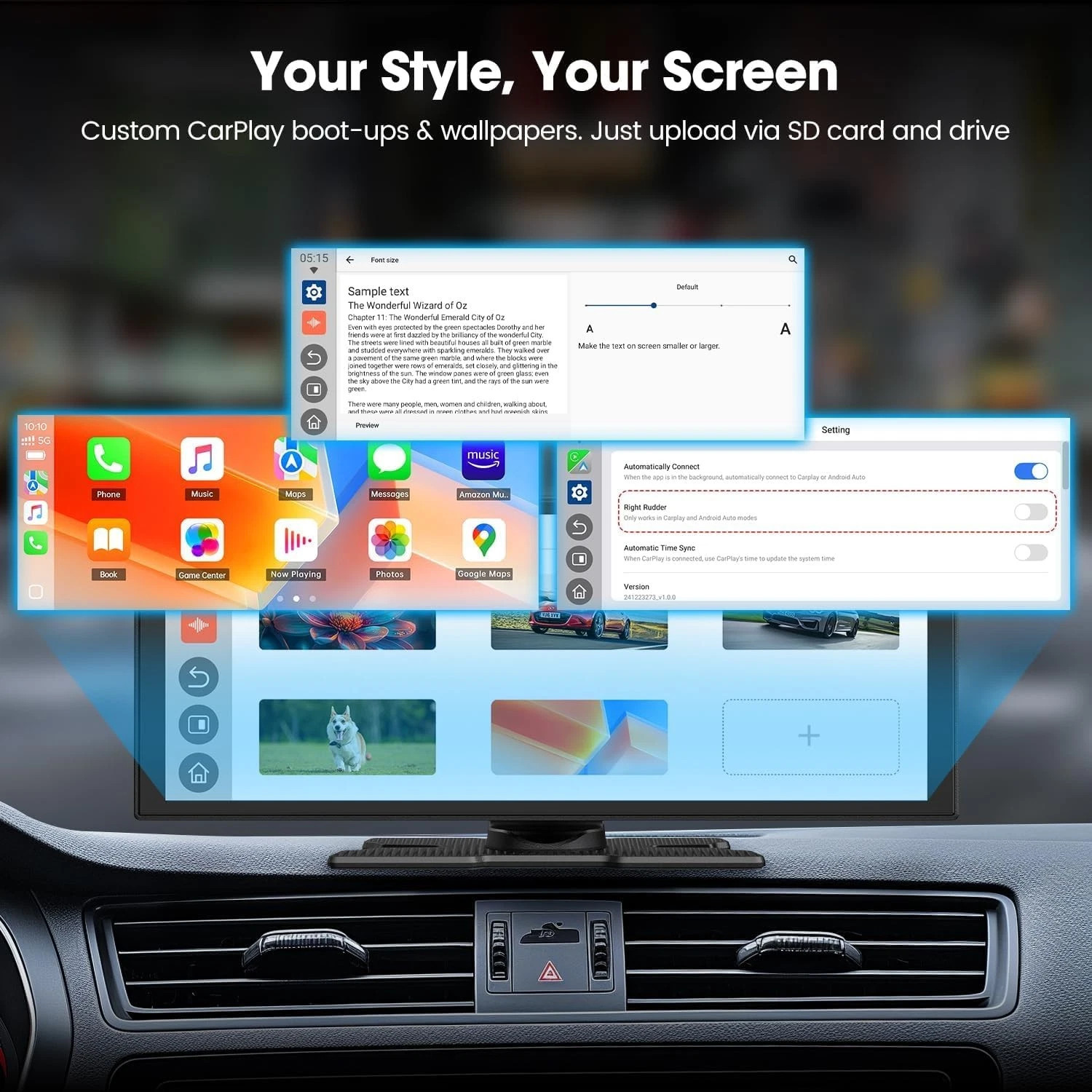11″ Carplay Screen Wireless AI Video BOX with Net-Flix YouTube +Rear Camera