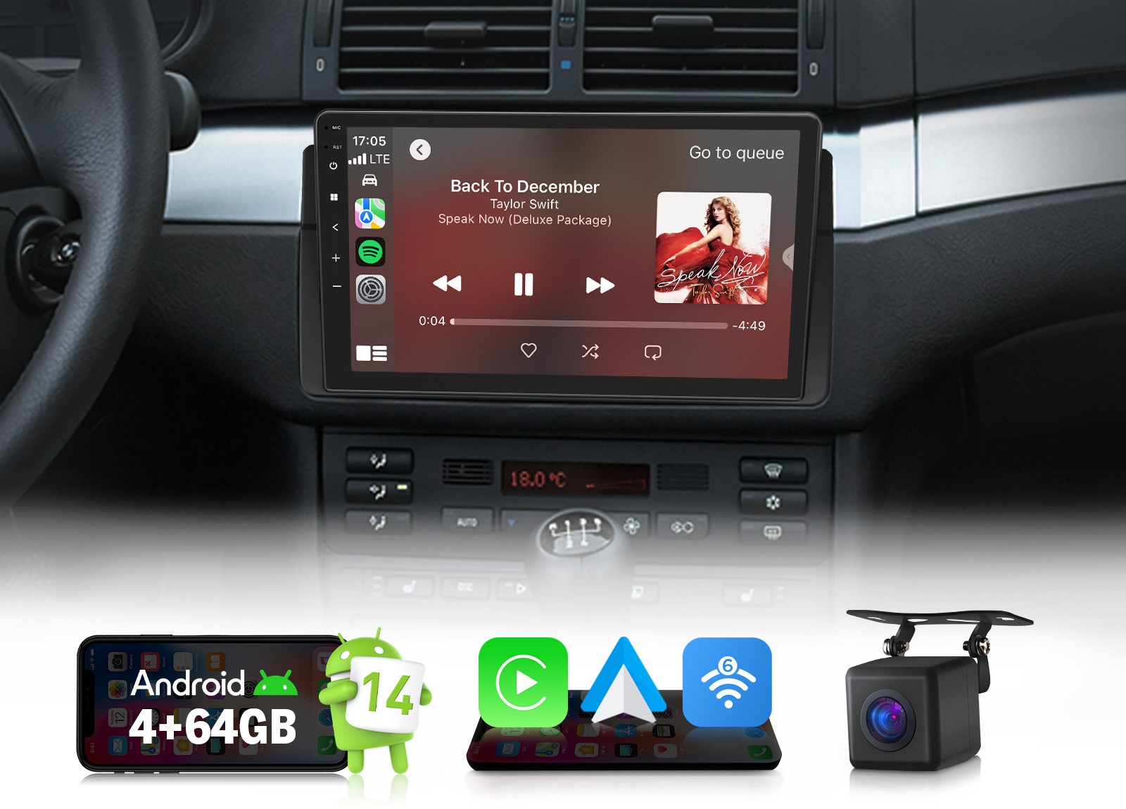 Eonon E46X7A For BMW E46 330i M3 9 inch IPS Android 14 Car Radio CarPlay GPS DSP