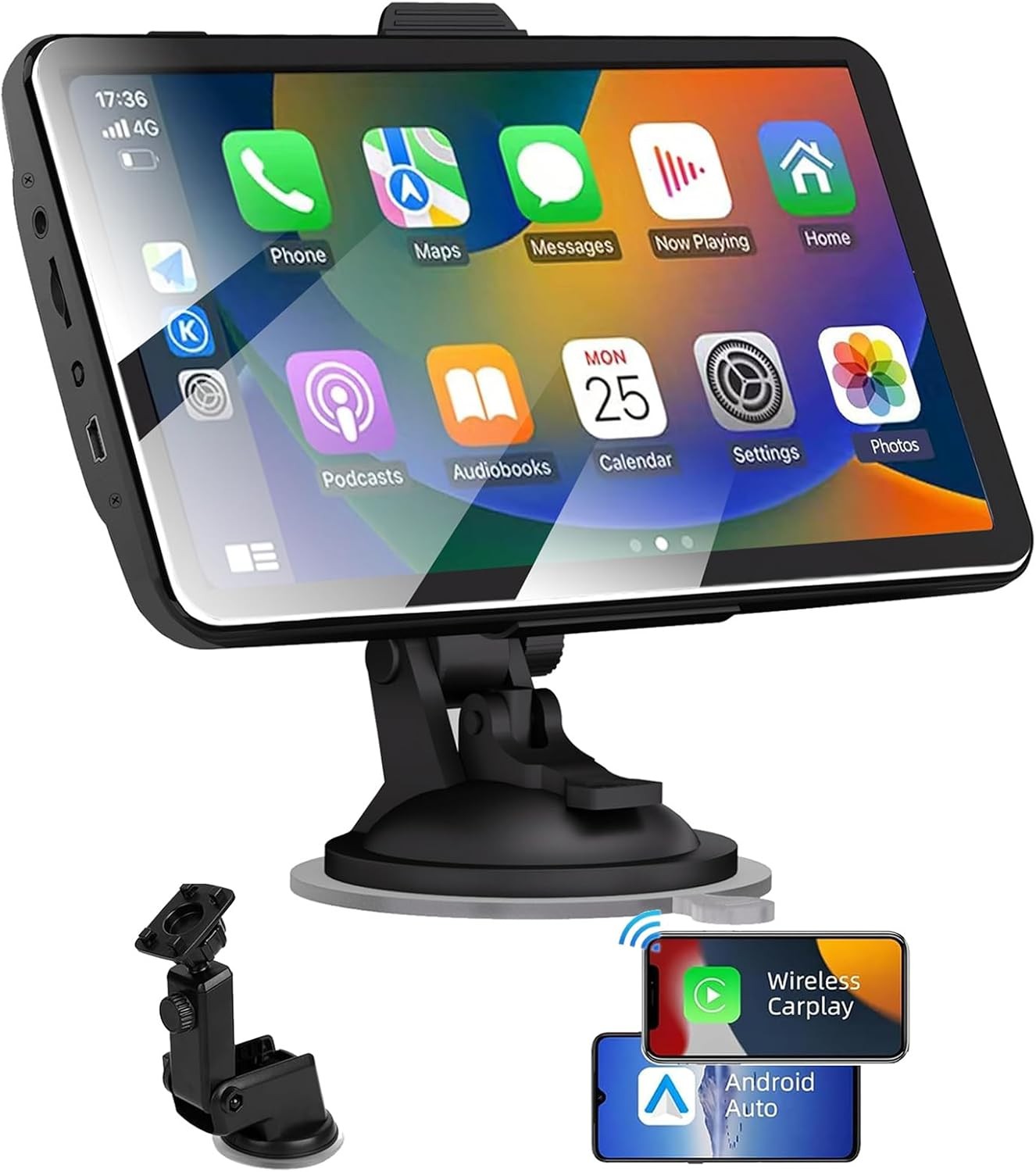 7-inch Portable Carplay Screen for Car Compatable with Apple CarPlay and Android