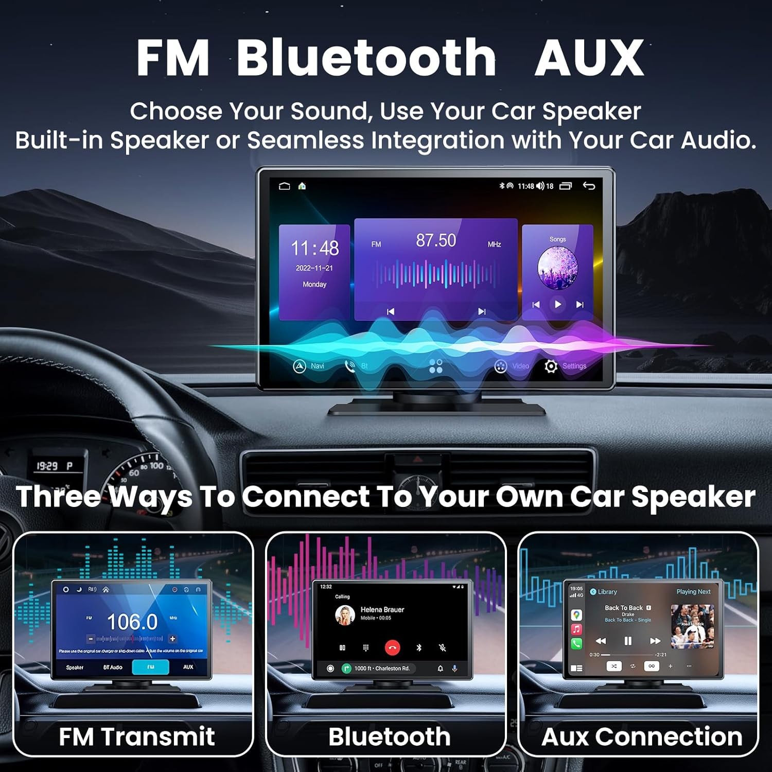 9 Inch IPS Touch Screen Car Portable Apple CarPlay Tablet Android Auto Radio DSP