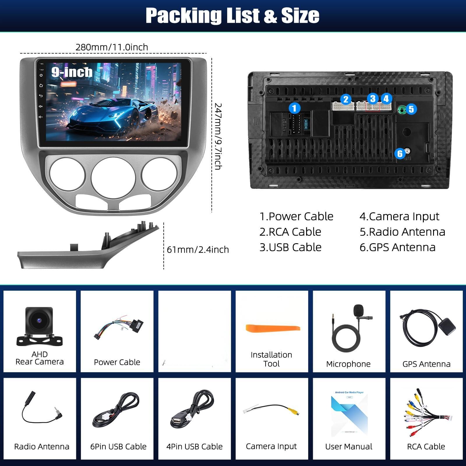 1280*800 Car Stereo Radio for Focus 2005-2007 Carplay Screen Android Auto 32G