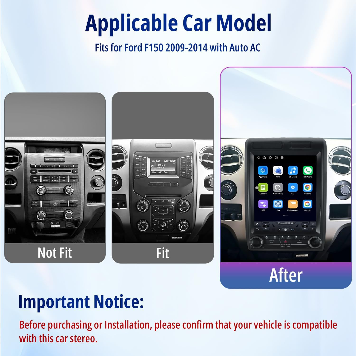 12.1″ Car Radio Upgrade for F150 2009-2014 with 6GB+128GB 8 Core Wireless Carpla
