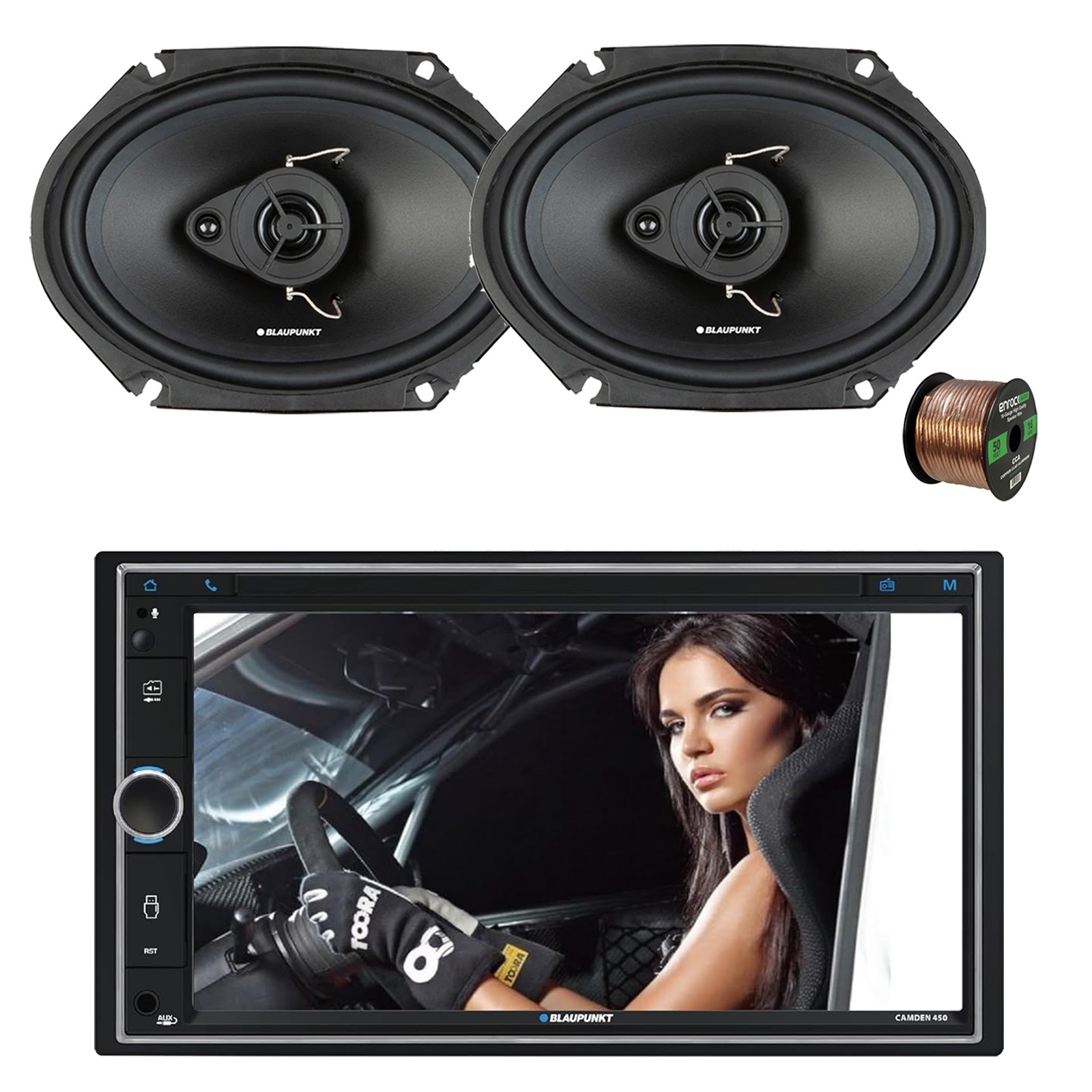 Blaupunkt CAMDEN 450 7” Touchscreen Receiver, 2x 6×8″ 60W Car Speakers, Wire