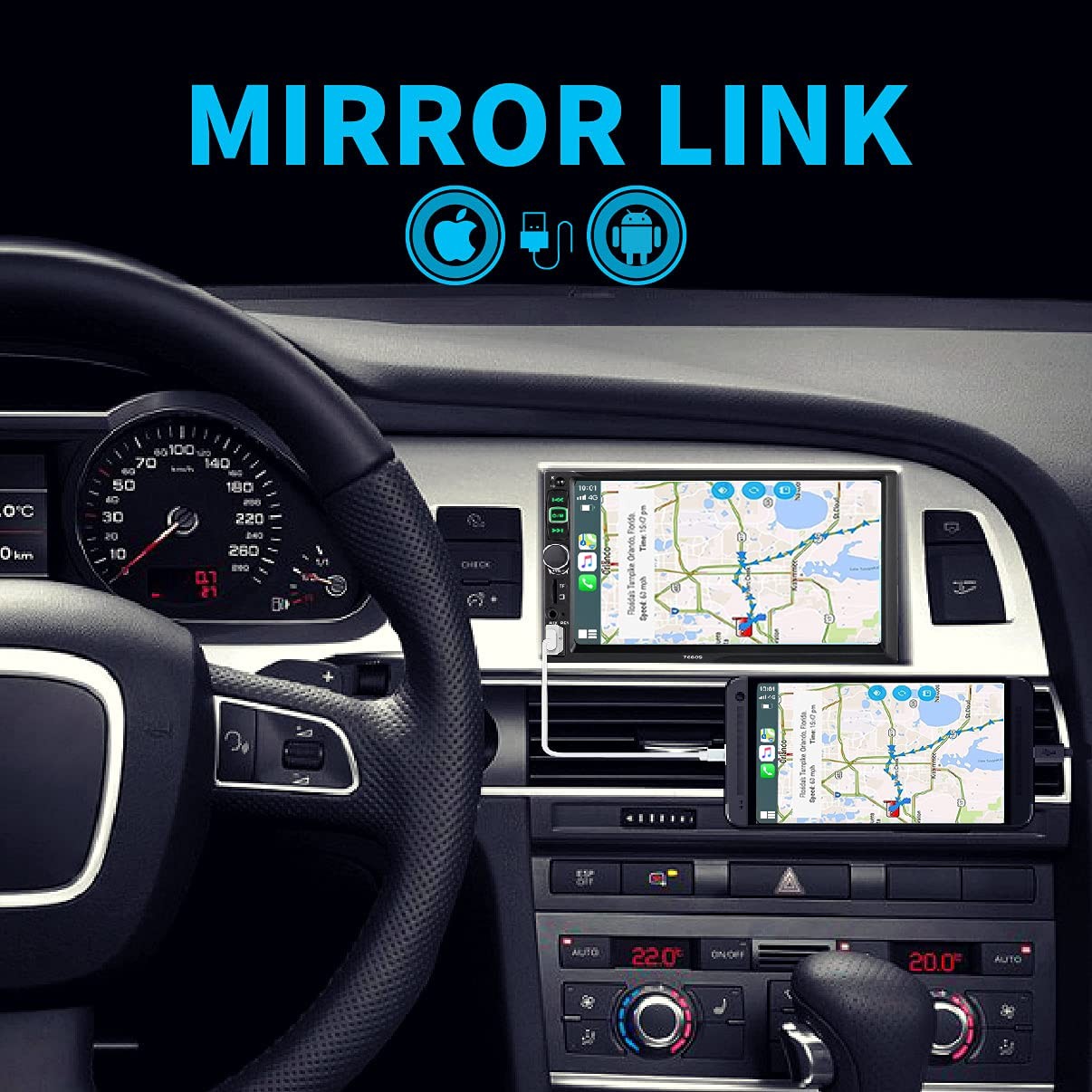 Estereo De Doble Din Với Control De Voz Y Camara De Reversa De Lujo Pro