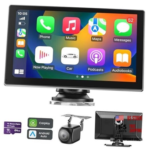 9″ Wireless Apple Carplay Screen for Car, Portable Car Play Screen for Q9SS-1