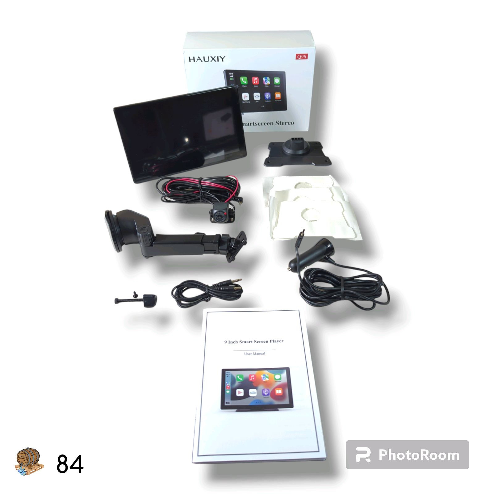 HAUXIY Q9S Dash Mount 9″ Touchscreen Car Stereo with Dual Cameras