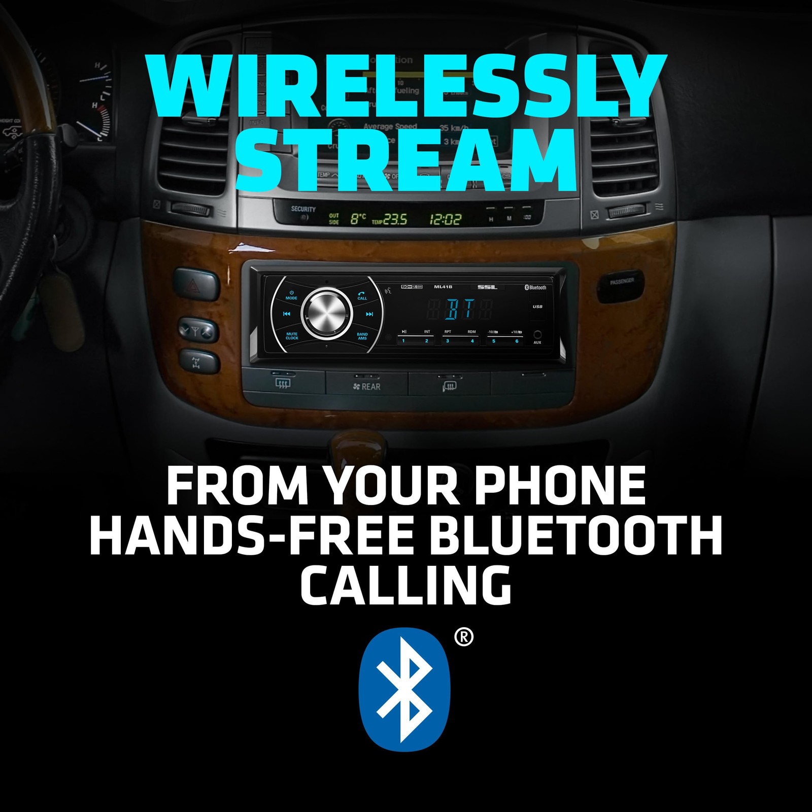 Estereo De Un Din Với Bluetooth Y Control Remoto Inalambrico De Lujo Pro