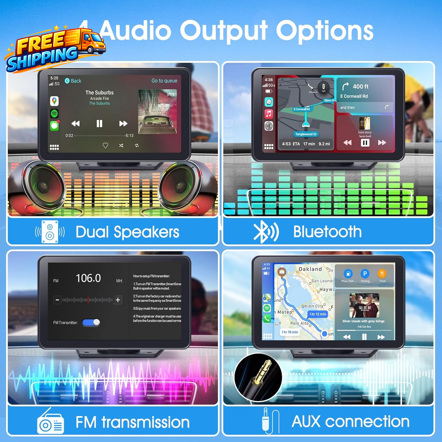 Portable Wireless Carplay Car Stereo 7 HD Touchscreen for Car with Apple Carplay