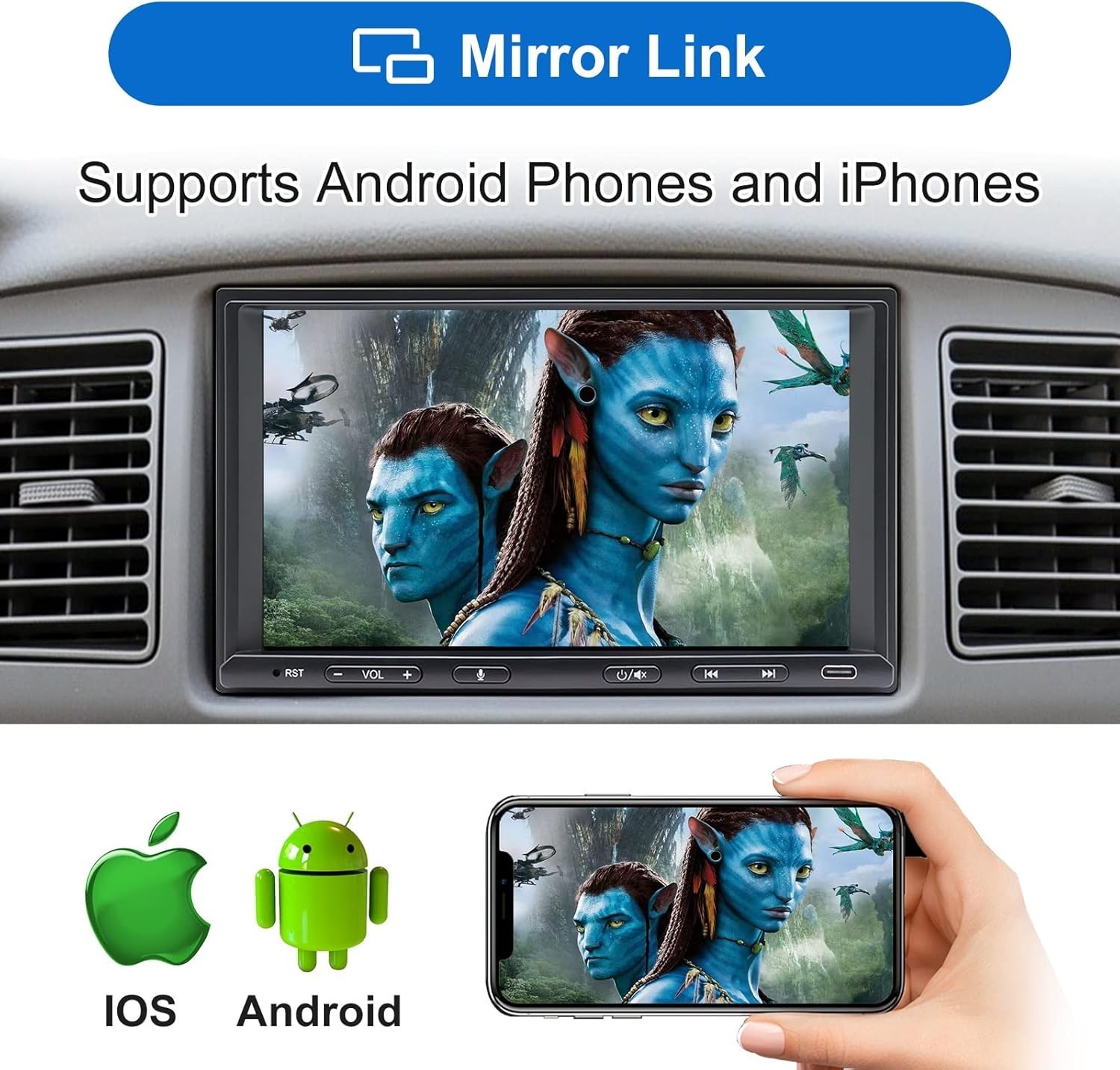 Advanced 7-Inch Touchscreen Car Receiver with Bluetooth and Backup Camera