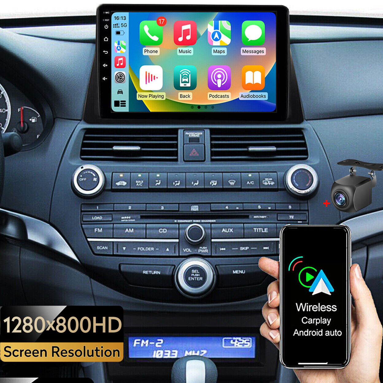 4+64G Android Auto Carplay For 2008-2012 Honda Accord 8 Car Stereo Radio Navi FM