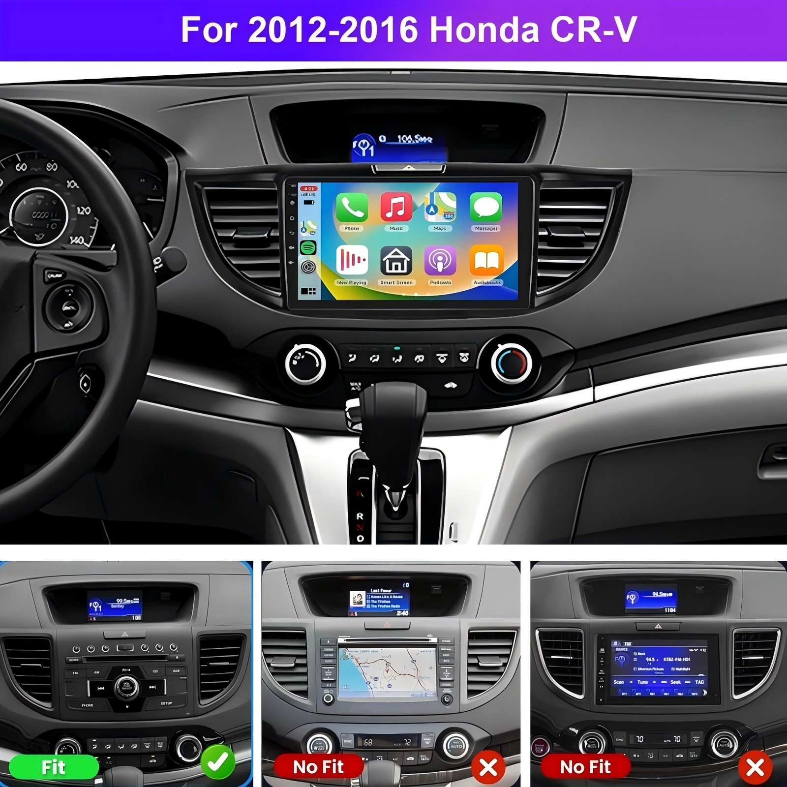 For Honda CRV 2013-2016 Car Screen Carplay Bluetooth Android Auto radio 1280*800