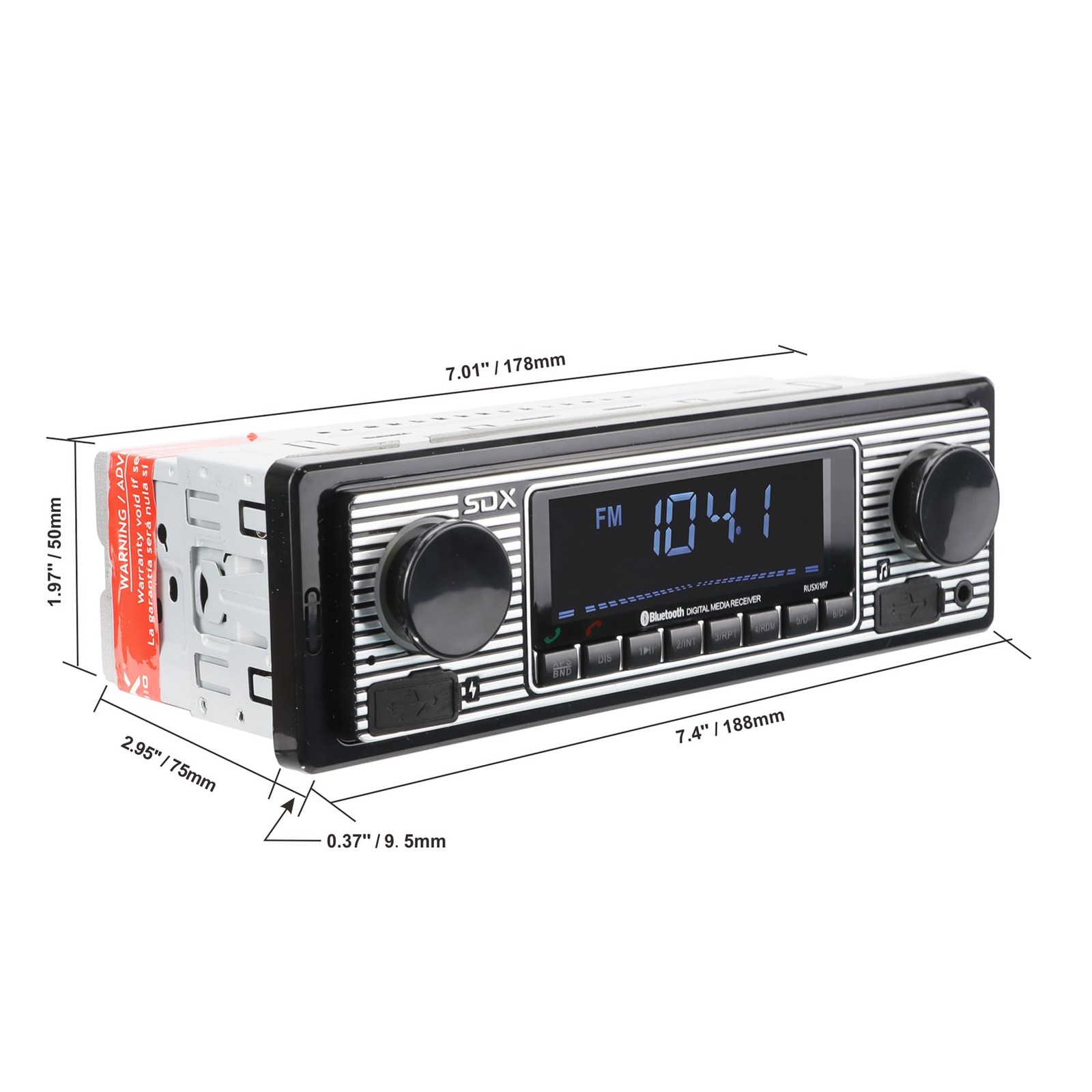SDX Audio Bluetooth Radio Receiver, MP3 Player with USB Charger, MP3/USB, Aux…